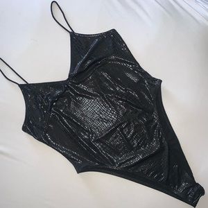 Sexy shiny snake print bodysuit